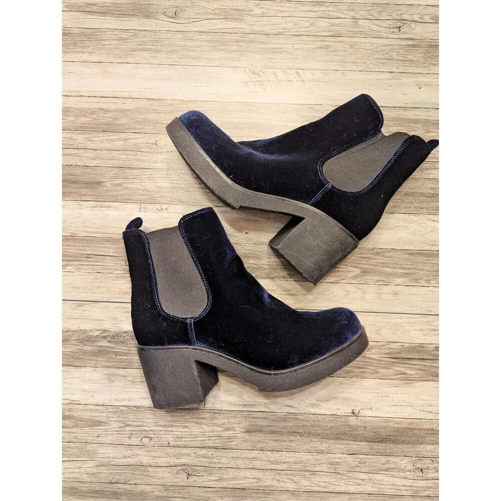 Indigo Rd Women Chelsea Boots sz 7 Chunky Platform Bootie Royal Blue Velvet
